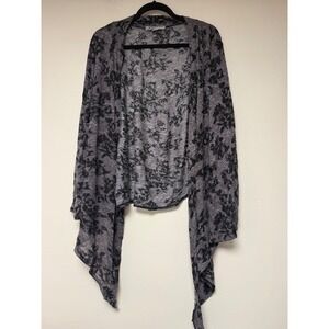 New Directions Weekend Black Floral Open Front Drape Cardigan Sweater  Size 2X